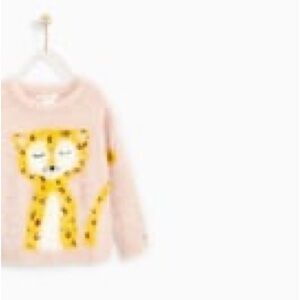 Zara Girls FAUX FUR SWEATER WITH ANIMAL MOTIF